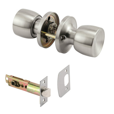 Prime-Line Passage Knob, Fits 2-3/8 in. and 2-3/4 in. Backset, Tulip, Satin Nickel (1 Set)