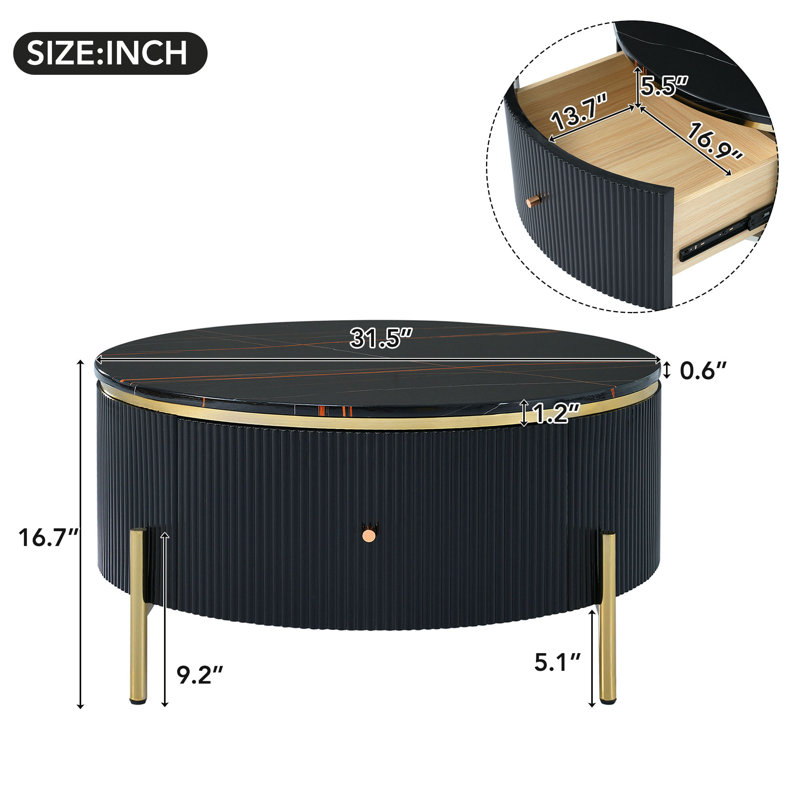 Table basse moderne avec 2 grands tiroirs de rangement Modern (31,5 po)