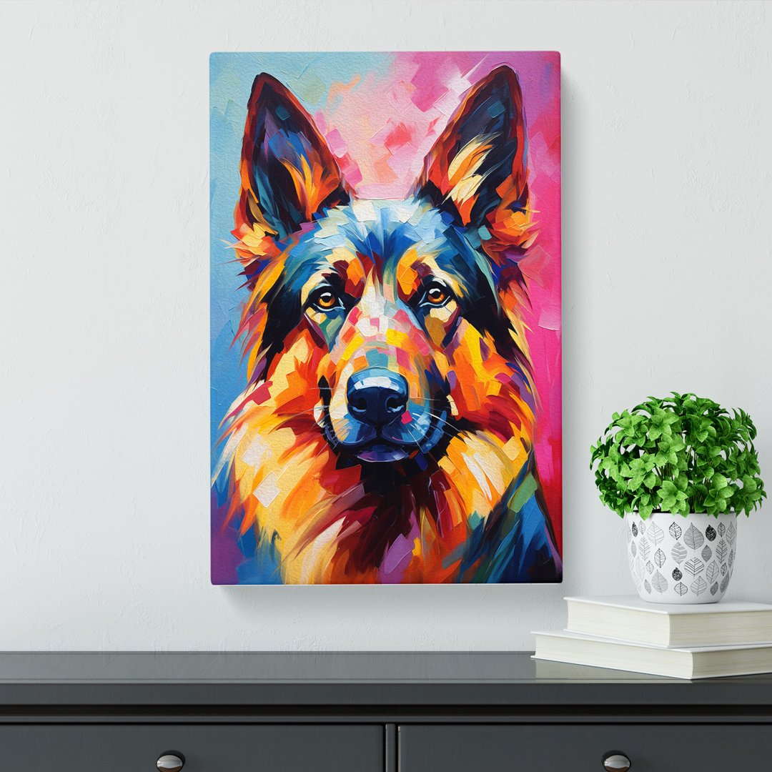 German Shepherd Abstract No.2 - Wrapped Canvas