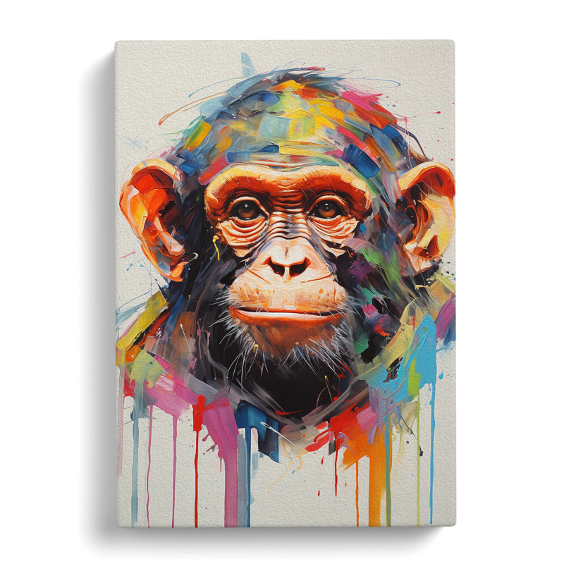Monkey Gestural - Wrapped Canvas, 76cm H x 50cm W x 3cm D