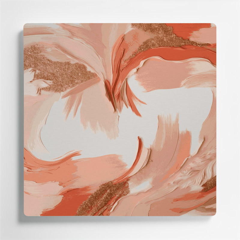 «Lyrical Abstraction 71», art mural en métal orange, H 16 po x l 16 po