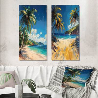 Ensemble de 2 palmiers verts, brise tropicale I - palmiers et palmiers