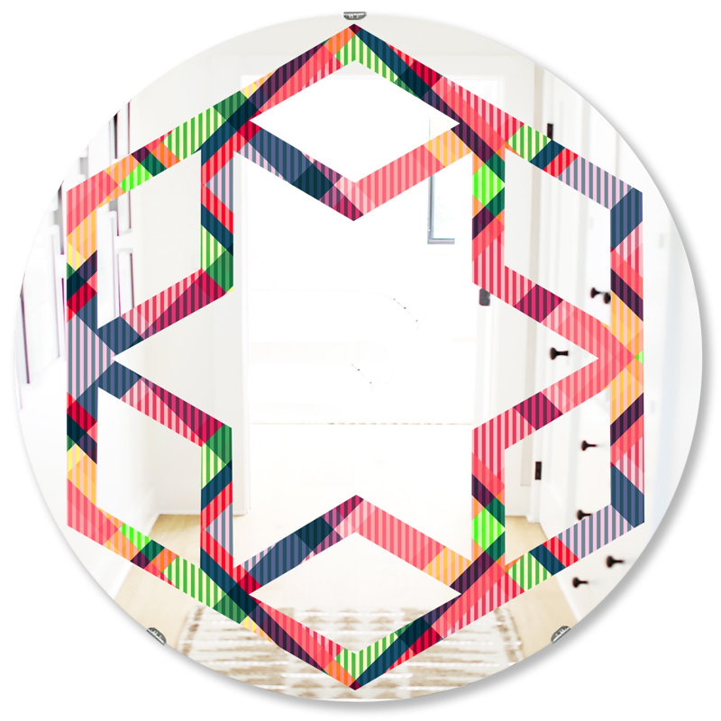 Miroir mural hexagonal étoile tartan géométrique i traditionnel, 31,5 po x 31,5 po