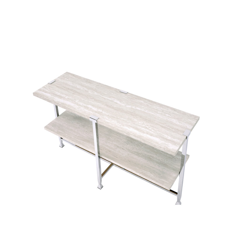 Brecon White Oak & Chrome Finish Sofa Table