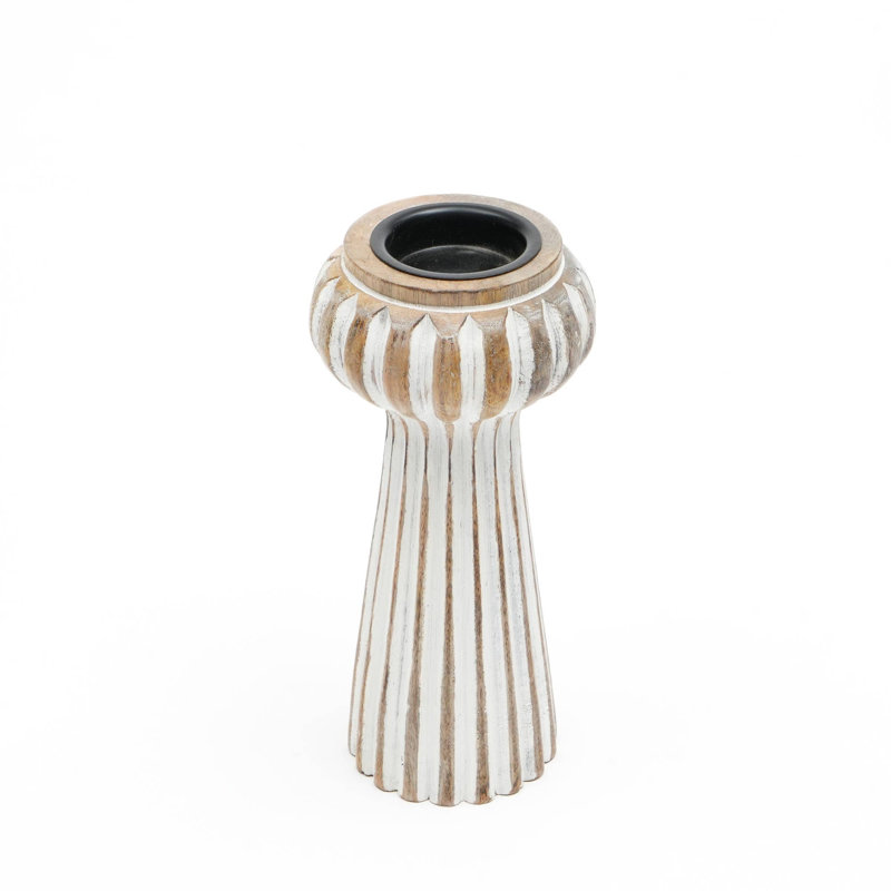 Porte-bougie en bois | Porte-bougie décoratif en bois | 3,5 x 8 po