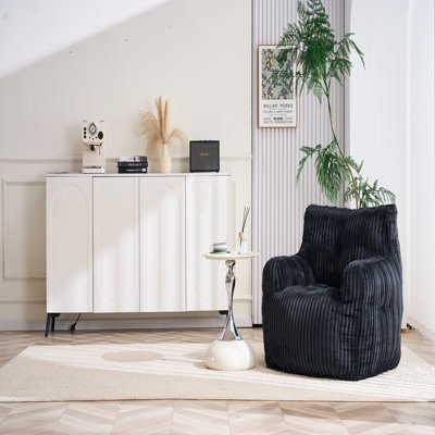 Fauteuil à billes en velours côtelé doux et moelleux rempli d'éponge à mémoire de forme