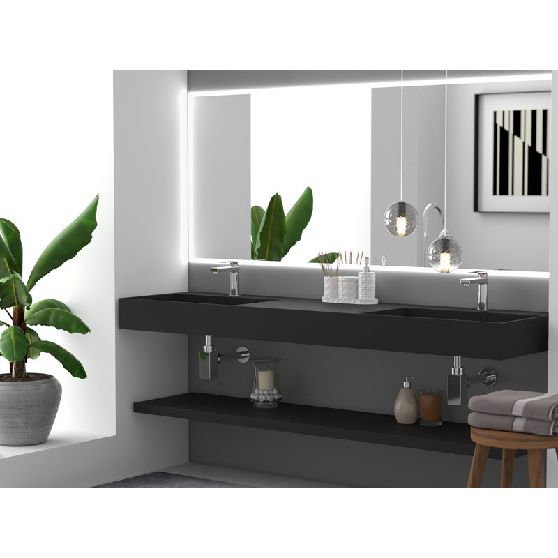 Ensemble de lavabo de salle de bain mural double 72 po Juniper, Noir