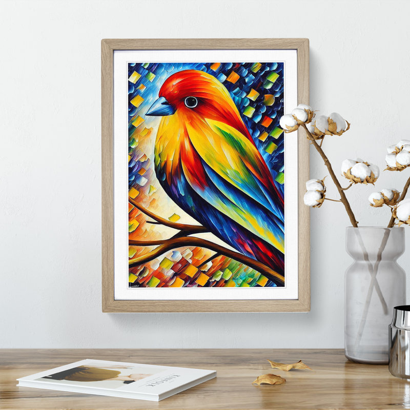 Lone Bird No.1 - Framed Print, 34cm H x 25cm W x 2cm D, Oak