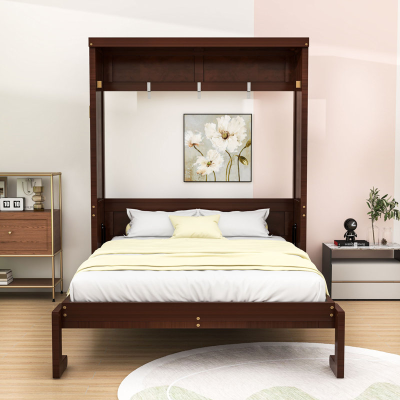 Lit escamotable avec armoire peu encombrante, Lit double, Espresso