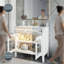 Meuble-lavabo blanc 35,6 po Mid-Century-1269067125