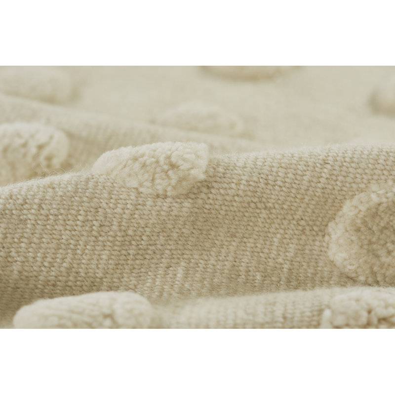 Wool Area Rug in Beige, Rectangle 5' x 8'