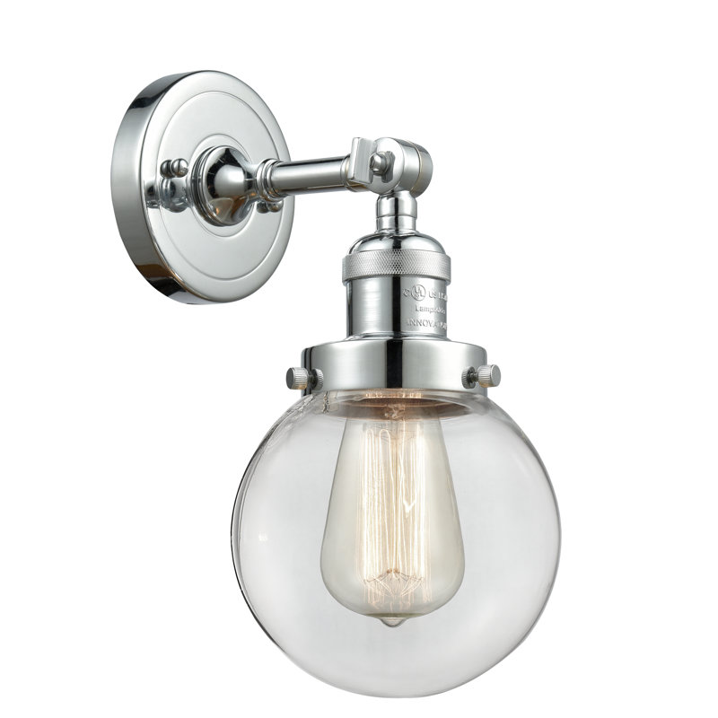 Clementina Dimmable Bath Sconce, 60 Watt Vintage Incandescent Bulb, Clear, Polished Chrome