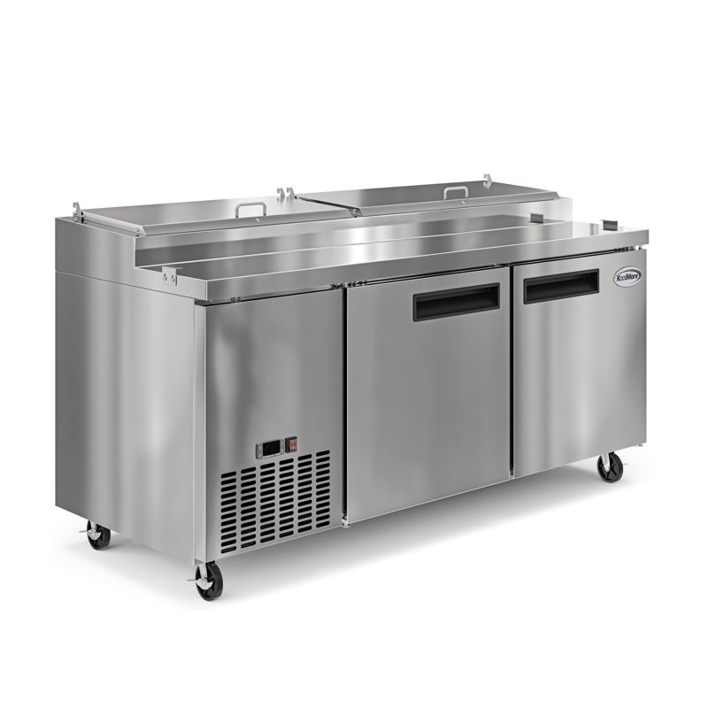 Réfrigérateur de 71 po à deux portes en acier inoxydable pour préparation de pizza commerciale (km-RPPS-2dss)