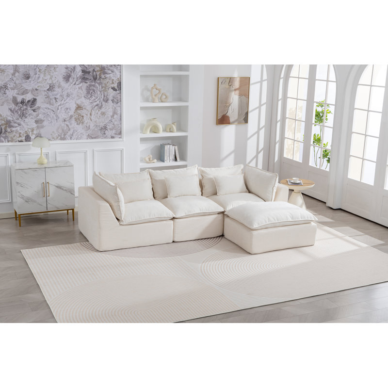 Canapé modulaire Cloud, canapé modulaire à siège profond avec mousse à mémoire de forme à dégagement lent, ensemble de canapé en tissu écologique pour le salon