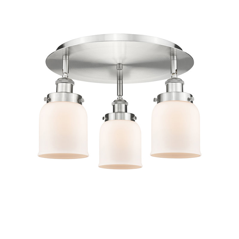 Bejtullah Glass Flush Mount, Satin Nickel, Matte White
