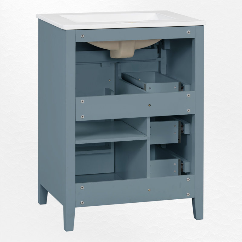 24" Single Bathroom Vanity Set, Black, Gray Blue