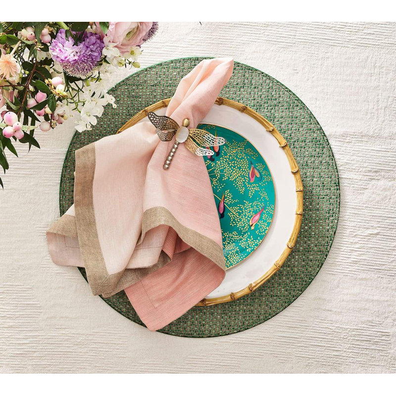 Dip Dye Linen Napkin, Blush/Gold