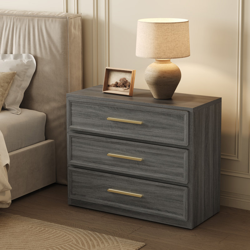 Cesiro Accent 3 - Drawer Nightstand, Set of 2, Gray