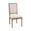 Ensemble de deux chaises d'appoint en lin beige et noyer