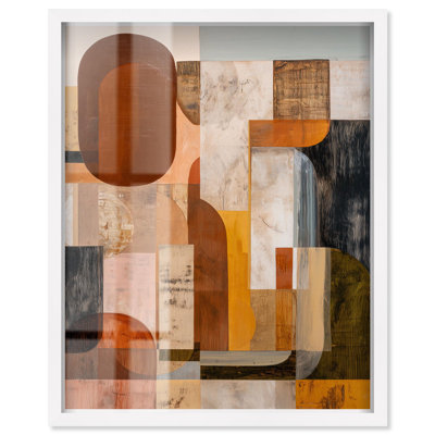 «Earthy Tones I Shadowbox Print Modern Brown Decor» par Art Remedy, cadre blanc, 16 x 20