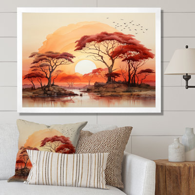 Rouge, jaune, paysage africain - Art mural paysage africain