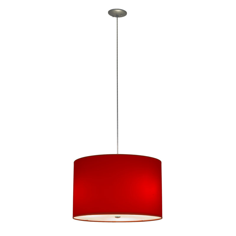 Lustre tambour 3 lumières à abat-jour Joulon, H 136 po x l 22 po x P 22 po, Rouge pâle