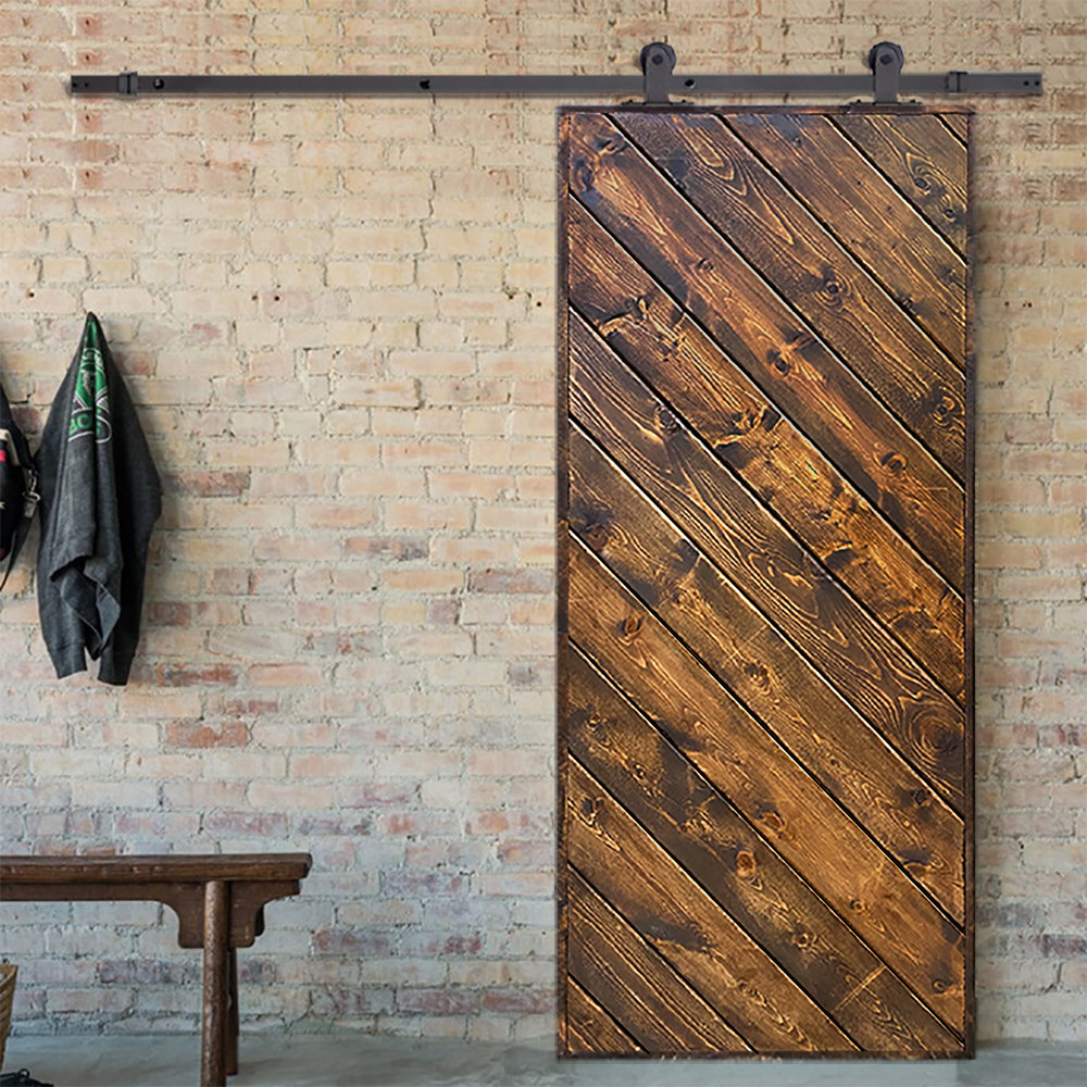 84'' Solid Wood Paneled Painted with Installation Hardware Kit Barn Door Calhome 