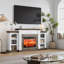 Foyer électrique 72 po avec manteau de cheminée, meuble télé avec foyer pour téléviseur de 80 po ou moins, centre de divertissement avec rangement, cadre en pierre empilé réaliste pour le salon-1957275392-1979489013