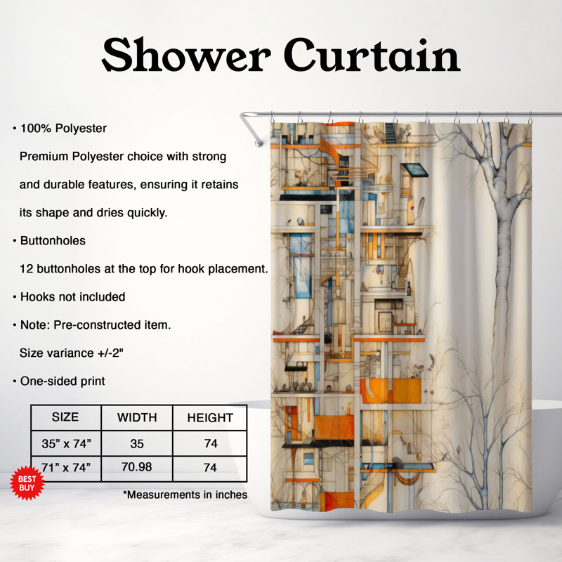 Rideau de douche Ingfried, H 74 po x l 71 po