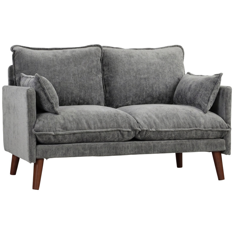 HOMCOM 2 Seater Sofa with Spring Cushions for Small Space, Grey Velvet
