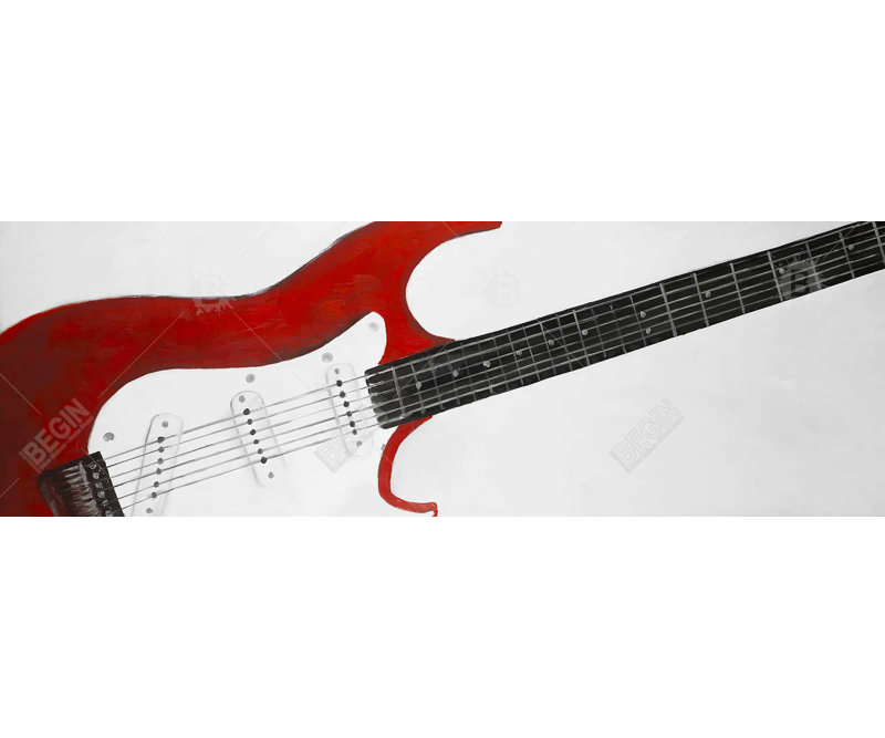 Red Rock Guitar Canvas - Contemporary Frame Home Decor