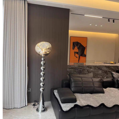 Fer argenté + lampes sur pied en acrylique