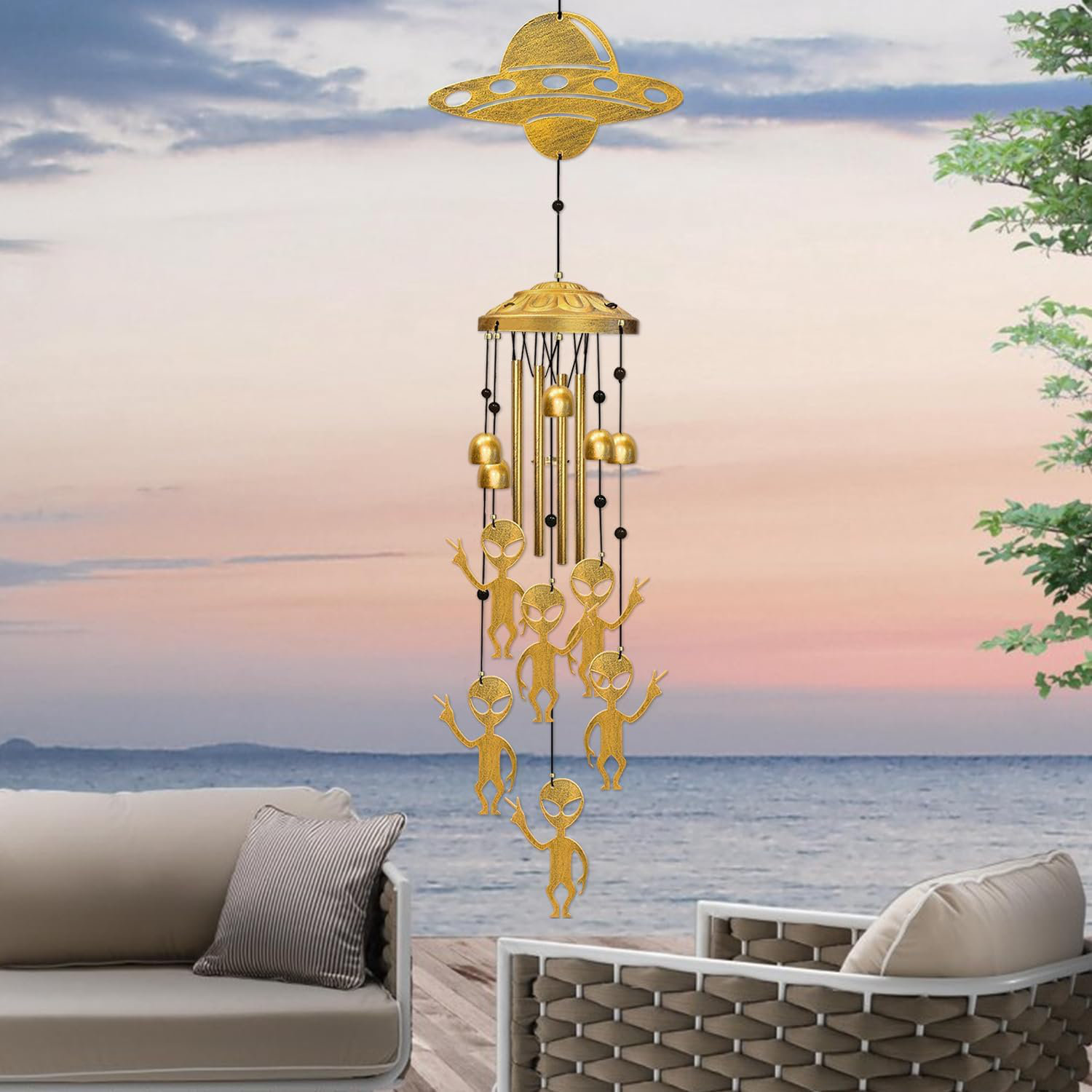 Arlmont & Co. Outdoor Alien Wind Chime | Wayfair
