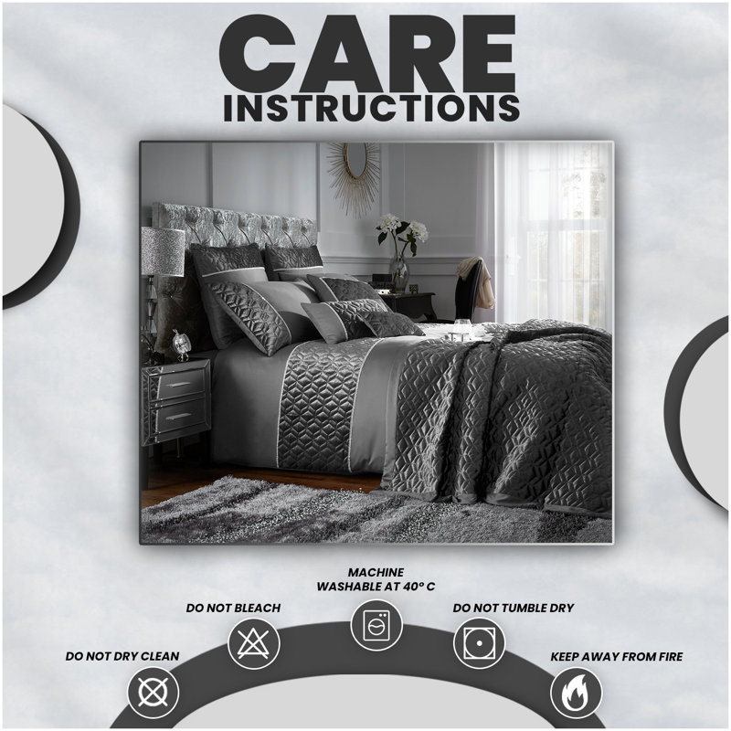 Polyester Solid Colour Duvet Cover with Pillowcases, Charcoal, Double Duvet Cover + 2 Standard Pillowcase