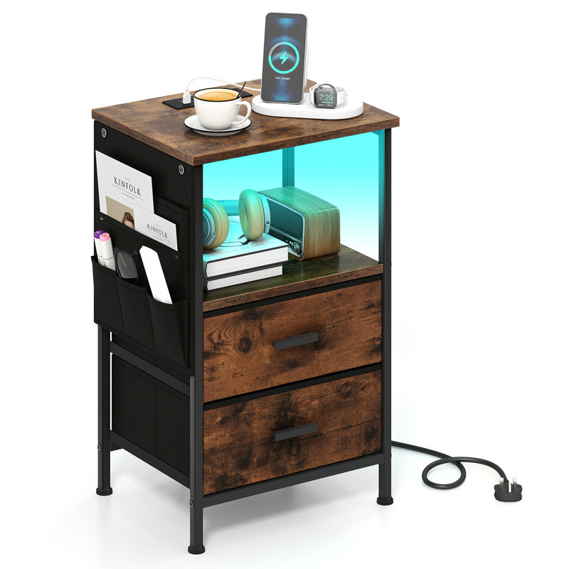 38cm W Metal Bedside Table