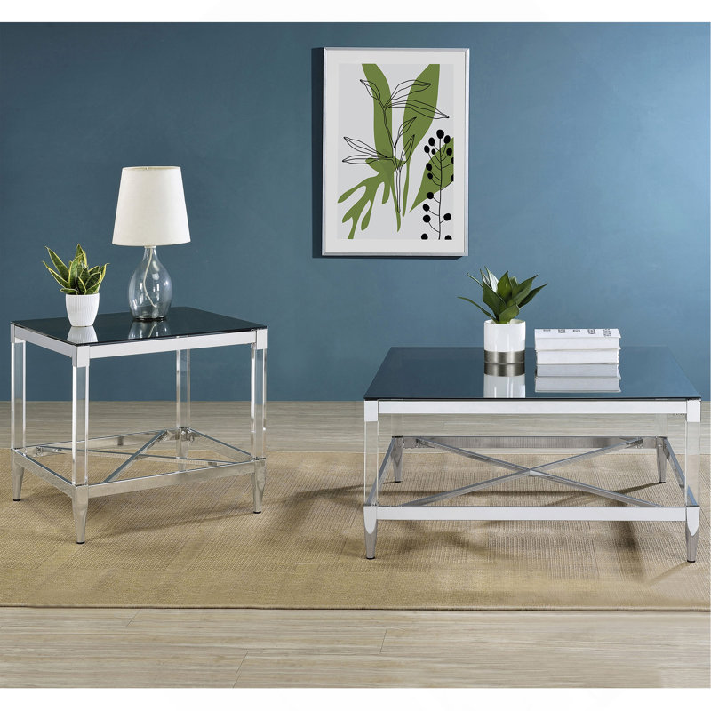 Table de bout chromée en acrylique