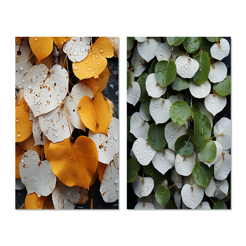 «White Yellow Forest Leafs In Aspen Colorado», 2 pièces, Toile tendue, H 24 po x l 20 po
