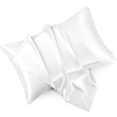 Durable Satin Silk-Feel Pillowcases Set of 2 - Wrinkle-Free, Temperature Balancing, Machine Washable