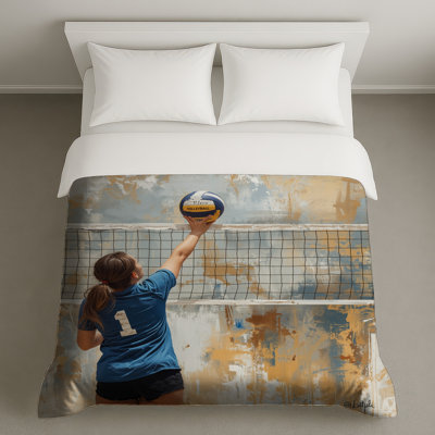 Girl Playing Volleyball Duvet Covers