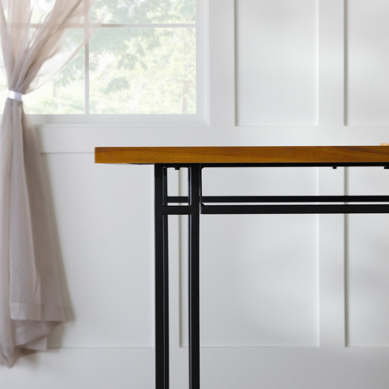 Monowi Pine Metal Base Dining Table, Walnut