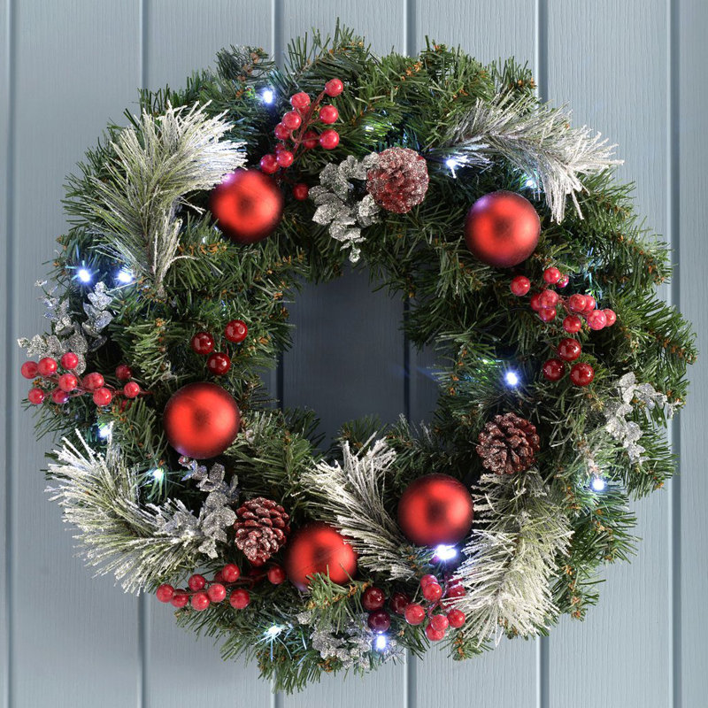 Faux Lighted 60cm Wreath