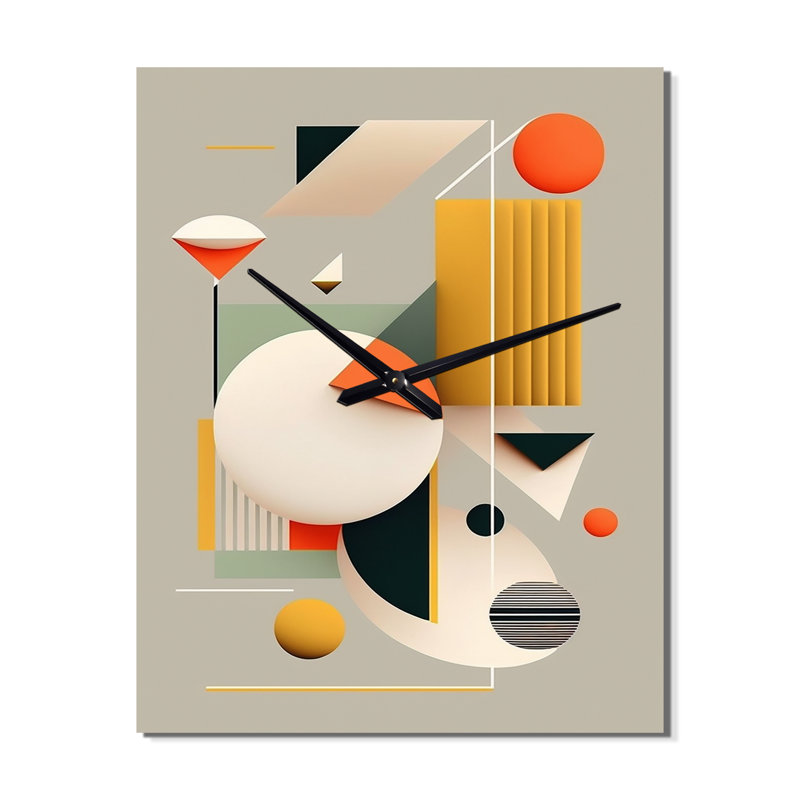Minimal Bauhaus Dimensions III - Horloge murale géométrique moderne surdimensionnée, Moyen