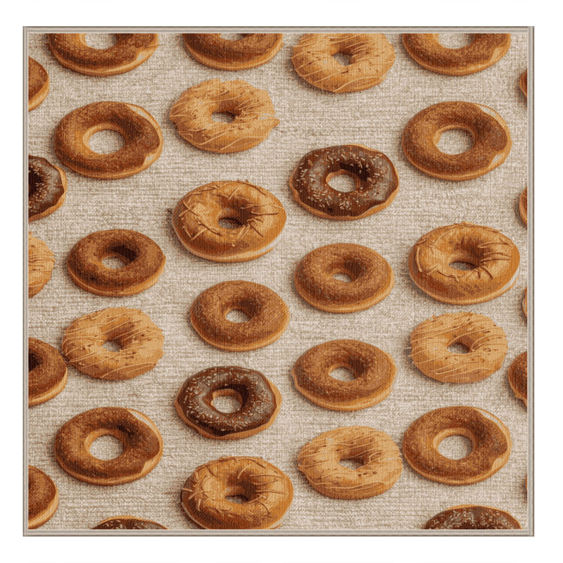 Washable Cronuts Desserts Area Rug, Square 8'