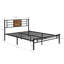 Ensemble de chambre avec grand lit 3 pièces Kempst, cadre de lit plateforme grand en métal et ensemble de 2 tables de chevet avec tiroirs, mobilier de chambre à coucher en bois industriel rustique pour chambre principale, chambre d'amis-88110495