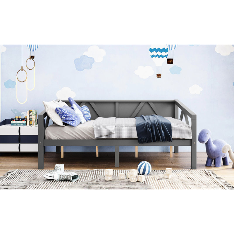 Lit de jour blanc de taille simple, avec une élégance simple et épurée, double usage dans différents endroits, système de support solide, structure à trois côtés, convient à diverses décorations, rangement sous le lit