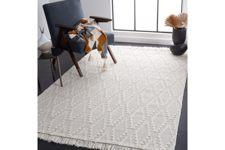 white wool woven rug