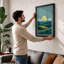 Golden Sun Over Fields Minimalist - Framed Print-1032533118-1032533061
