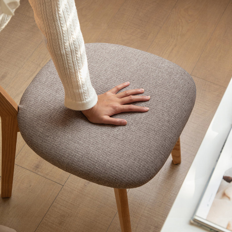 Ensemble de 2 chaises de table en bois, Bois naturel, Gris