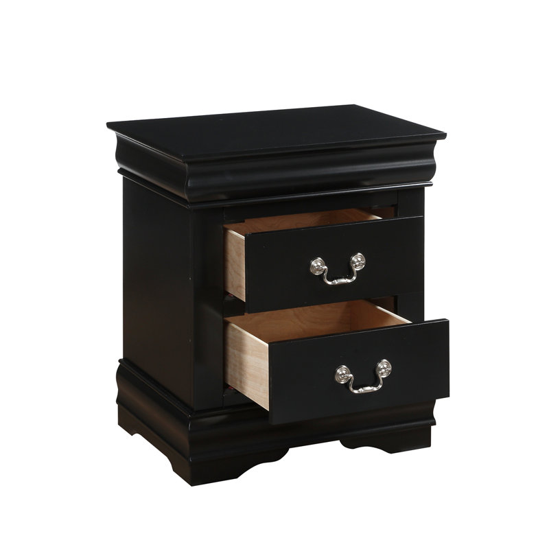 Nanhey Wooden Nightstand, Black 2