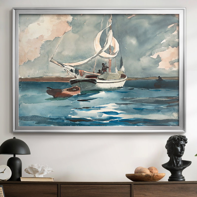 Sloop, Bermuda-Winslow Homer, toile tendue avec châssis de 1899, 30 x 5 x 42,5, Toile avec cadre, Argent